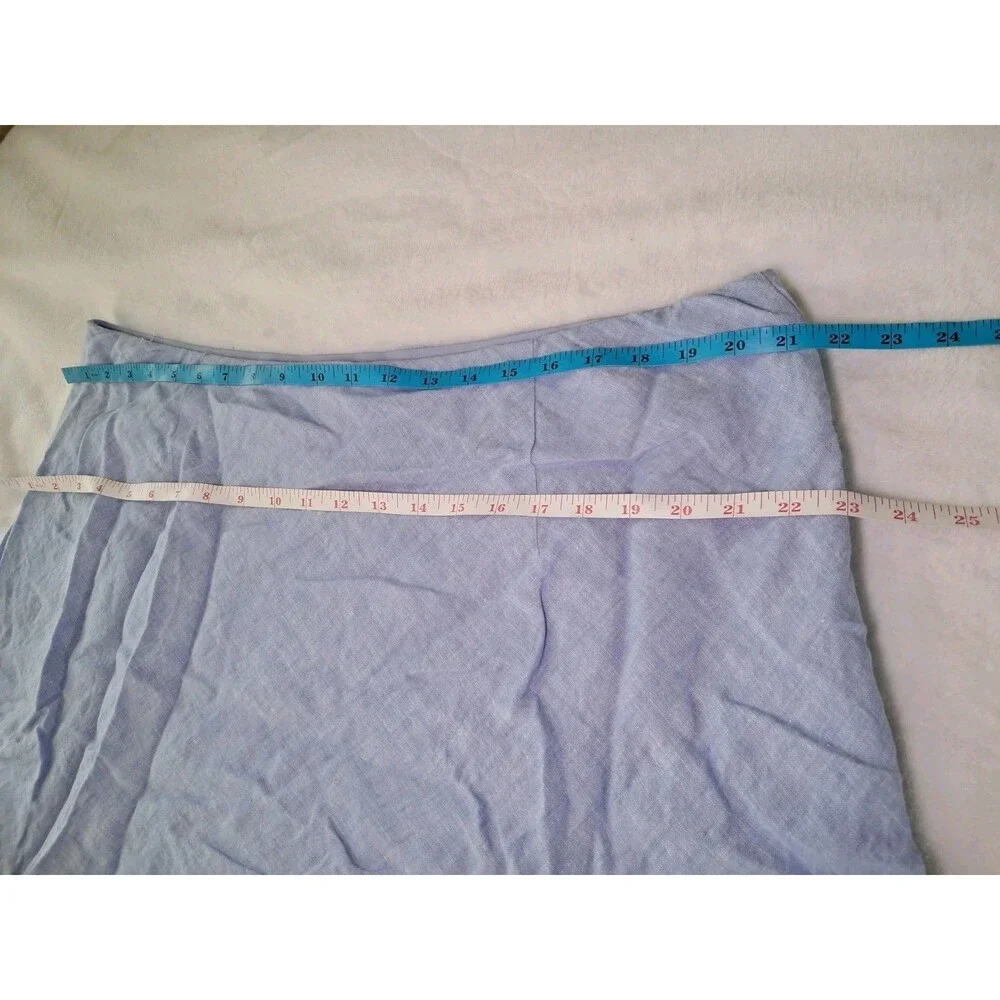 J.Crew Gwyneth Flounce Hem Linen Slip Skirt French Blue Pull On CN555 Sz 2X NWT